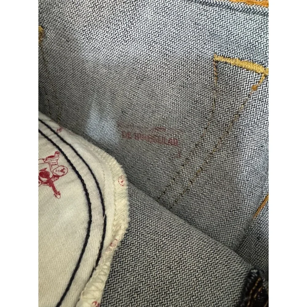 True Religion Bobby Womens 25 Dark Wash Flare Jeans NWOT White Gold Tag Made-USA - Picture 5 of 16
